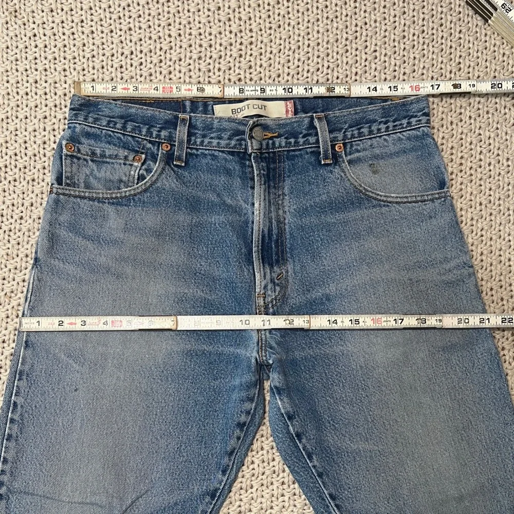 Y2K Levi's 517 Boot Cut Jeans Blue Made In USA Distressed Mens 34x32